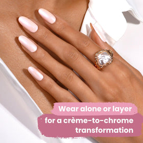 LONDONTOWN swatch on light polish showing ethereal chrome effect and dimension