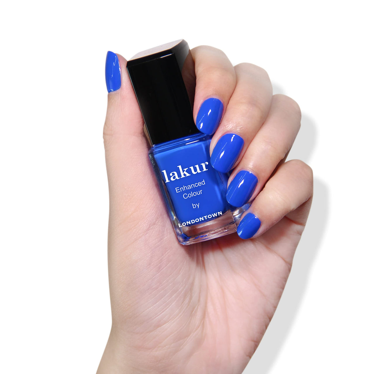 LONDONTOWN swatch on nails showing rich pigment and chip-resistant finish