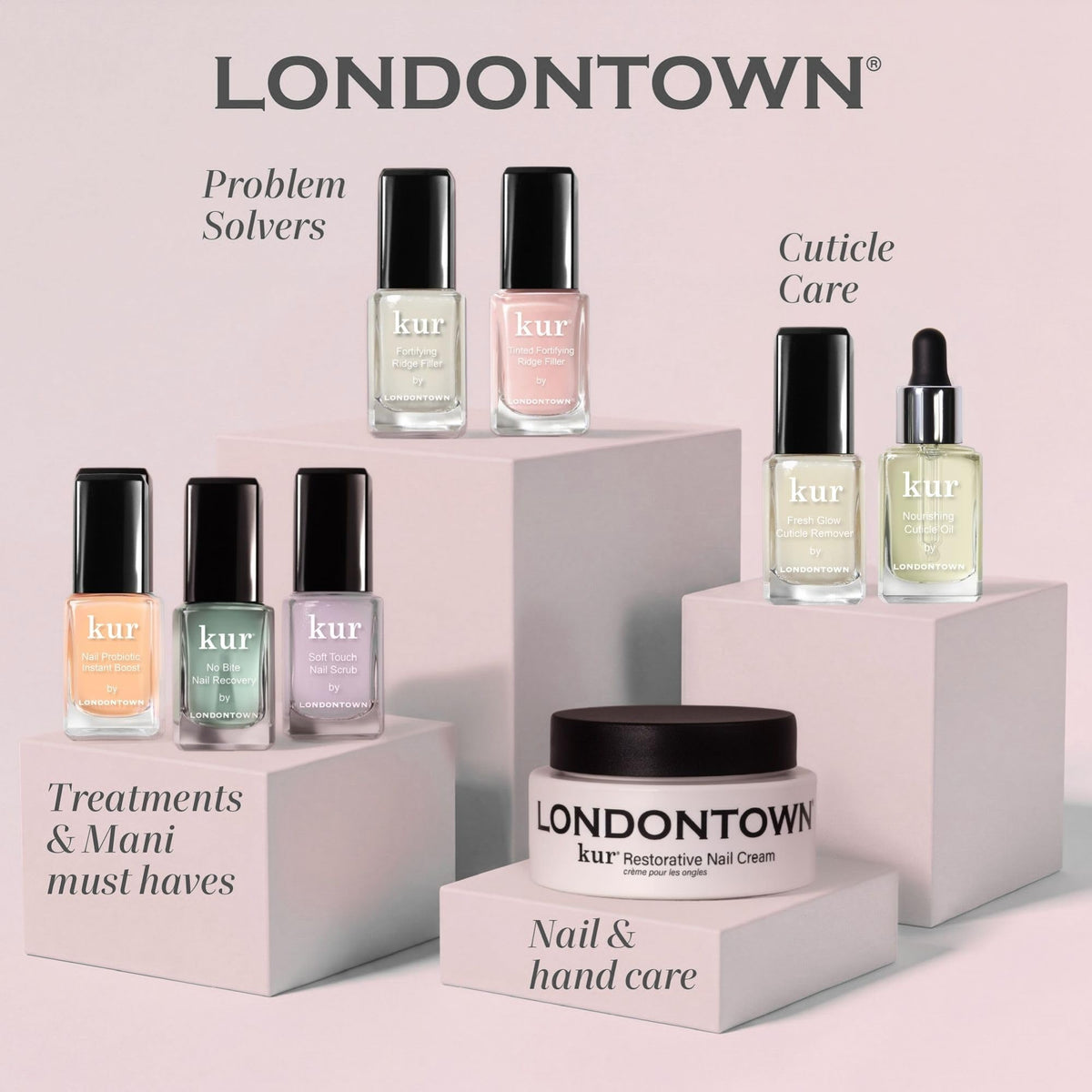 LONDONTOWN lifestyle hand shot showing natural satin-finish mani benefit
