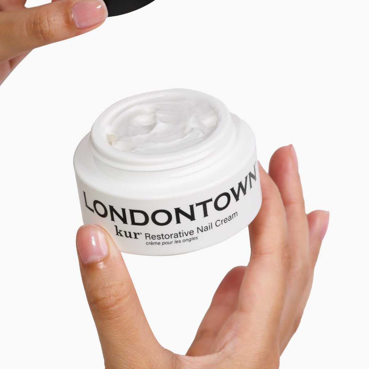 LONDONTOWN close-up of cream texture highlighting rich, non-greasy hydration