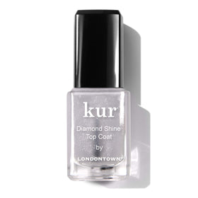 LONDONTOWN kur Top Coat front bottle showing sleek label and shimmer finish benefit