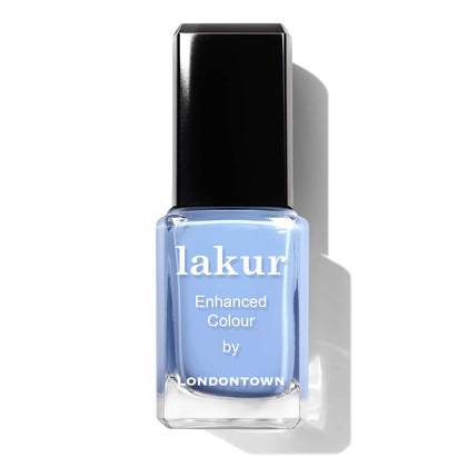 LONDONTOWN bottle front view showing Amalfi Love blue and salon-quality finish