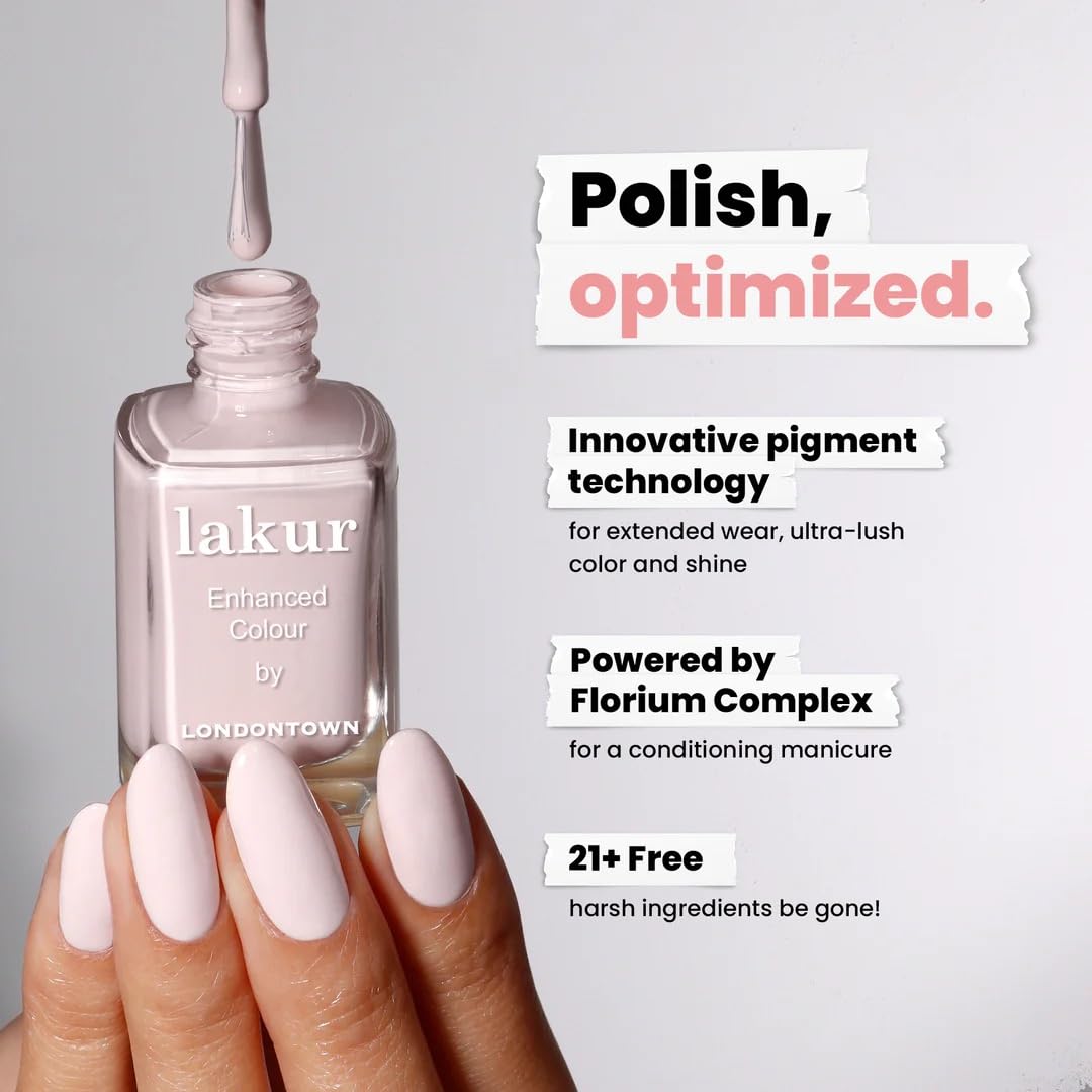 LONDONTOWN painted nails with Lakur showing streak-free finish benefit