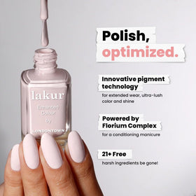 LONDONTOWN painted nails with Lakur showing streak-free finish benefit