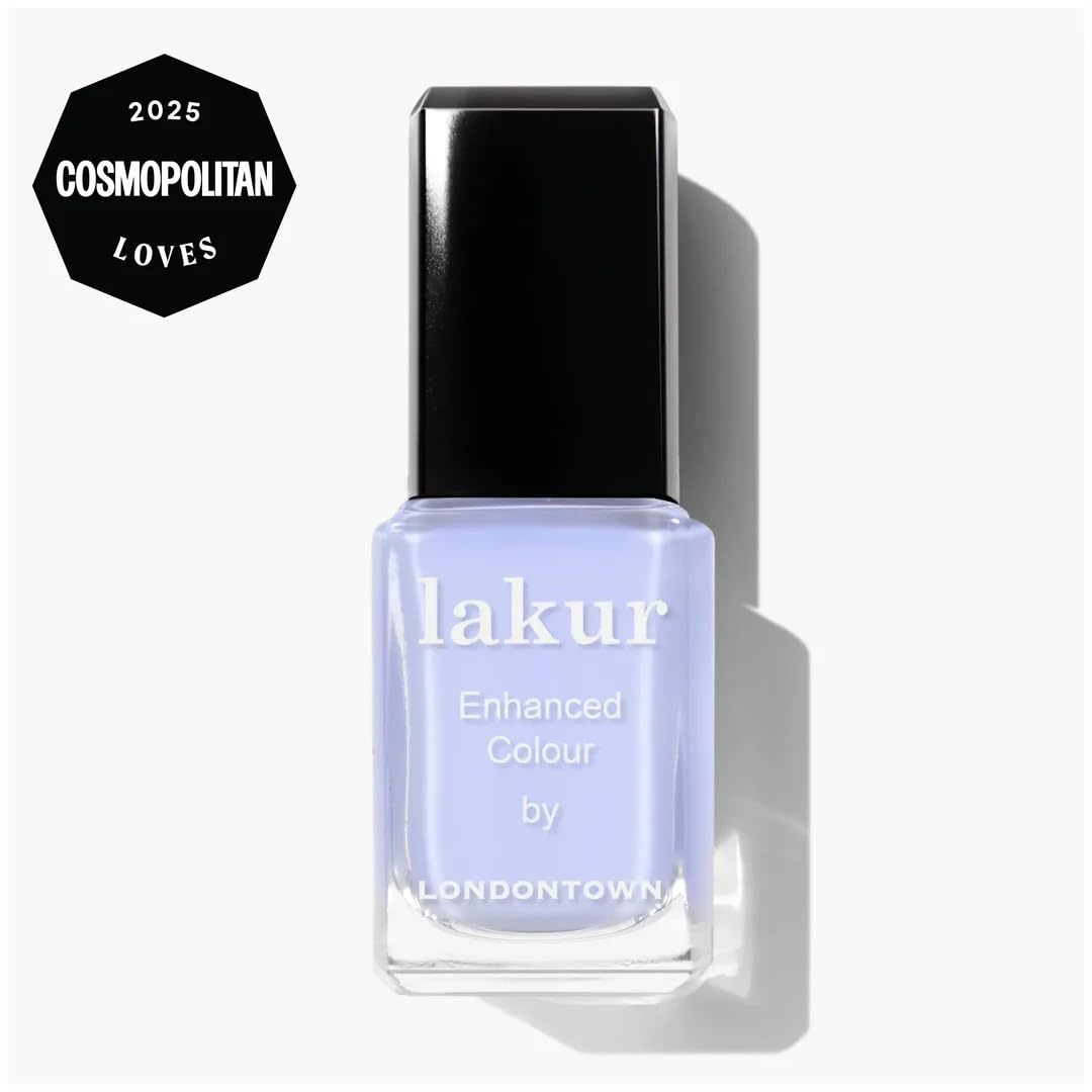 LONDONTOWN brush stroke of Cloud Nine blue showing smooth coverage benefit: streak-free finish