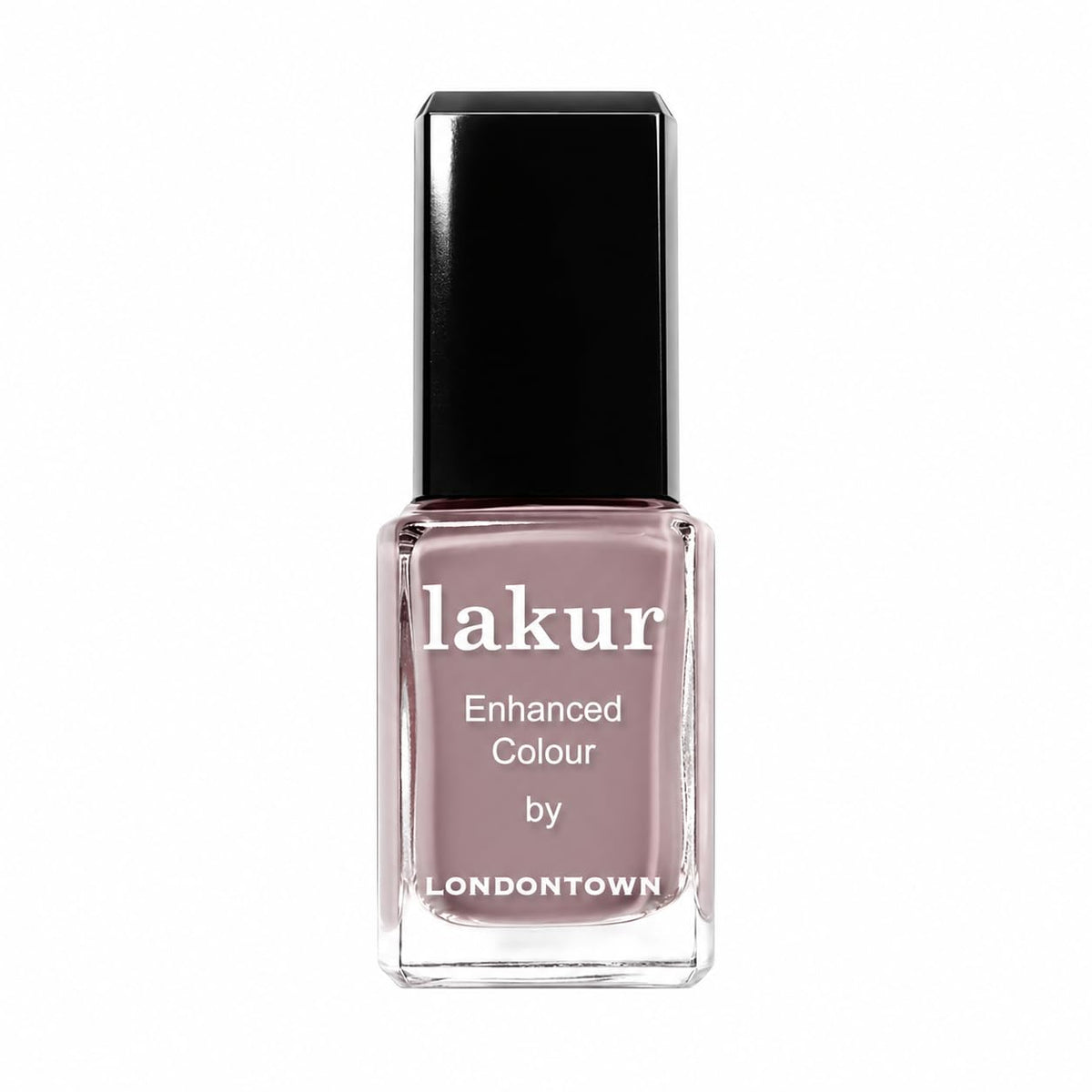 LONDONTOWN bottle front view showing sleek nude-brown shade and glossy finish