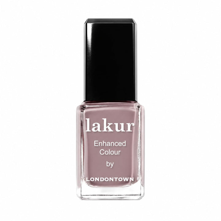 LONDONTOWN bottle front view showing sleek nude-brown shade and glossy finish