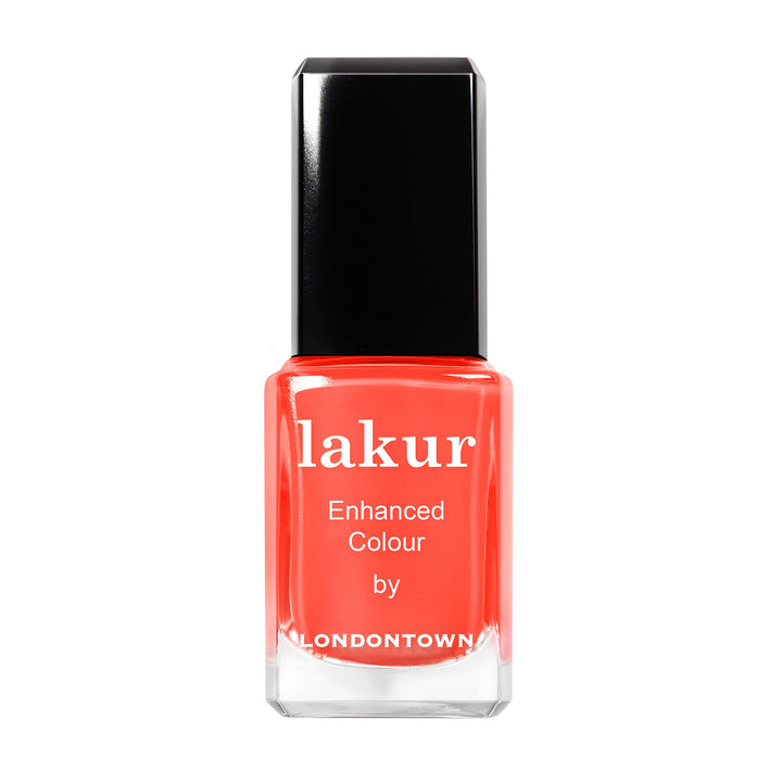 LONDONTOWN lakur front packaging showing Sunset Orange color and benefit shine