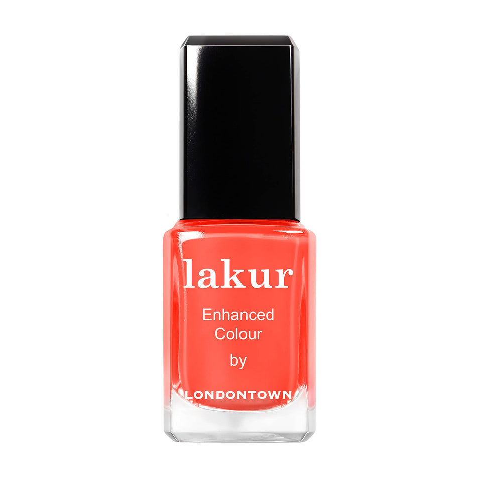 LONDONTOWN lakur front packaging showing Sunset Orange color and benefit shine
