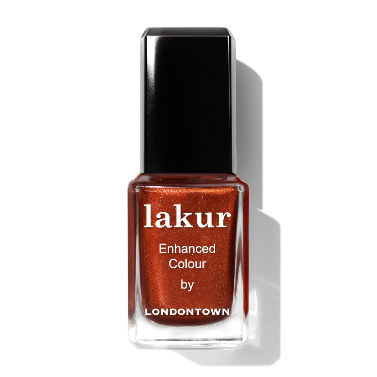 LONDONTOWN Lakur front packaging showing nude-brown shade and glossy finish benefit