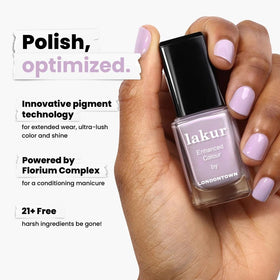 Hand applying LONDONTOWN polish emphasizing precise brush control and ease