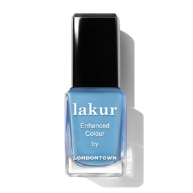 LONDONTOWN bottle front view showing Hot Spring blue and glossy finish benefit