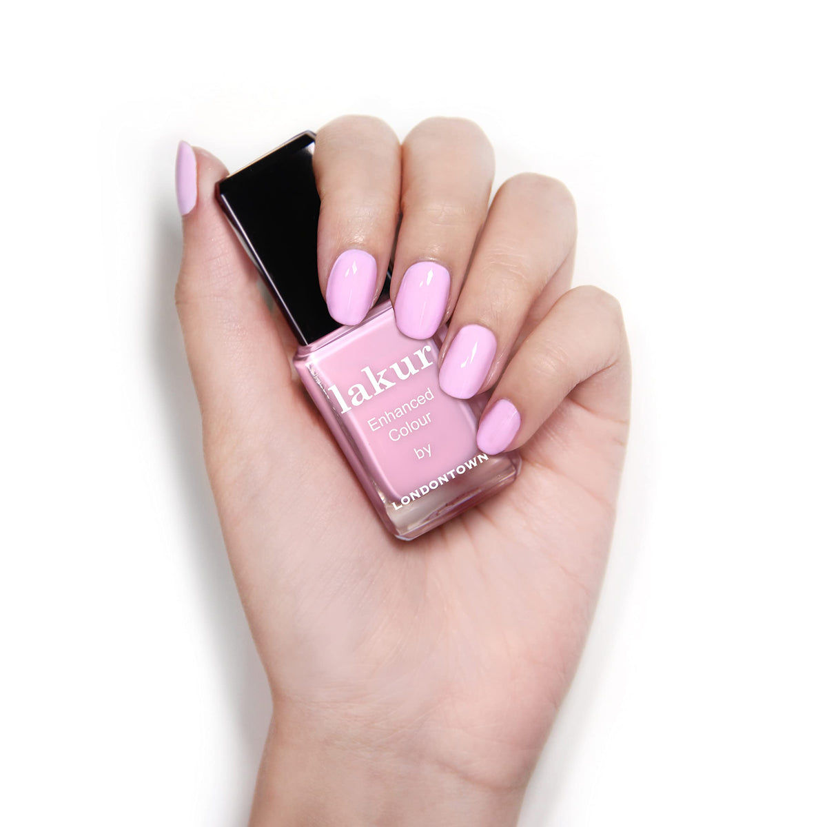 LONDONTOWN swatch on skin showing true muted pink color payoff