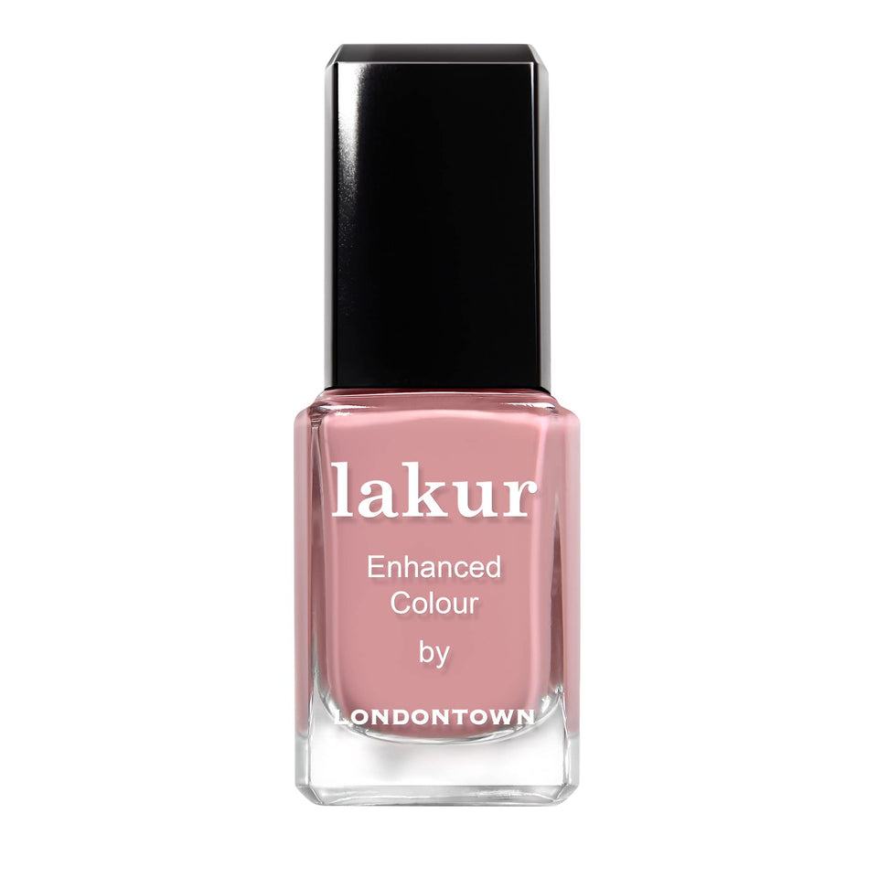 LONDONTOWN bottle front view showing mauve shade and glossy finish benefits