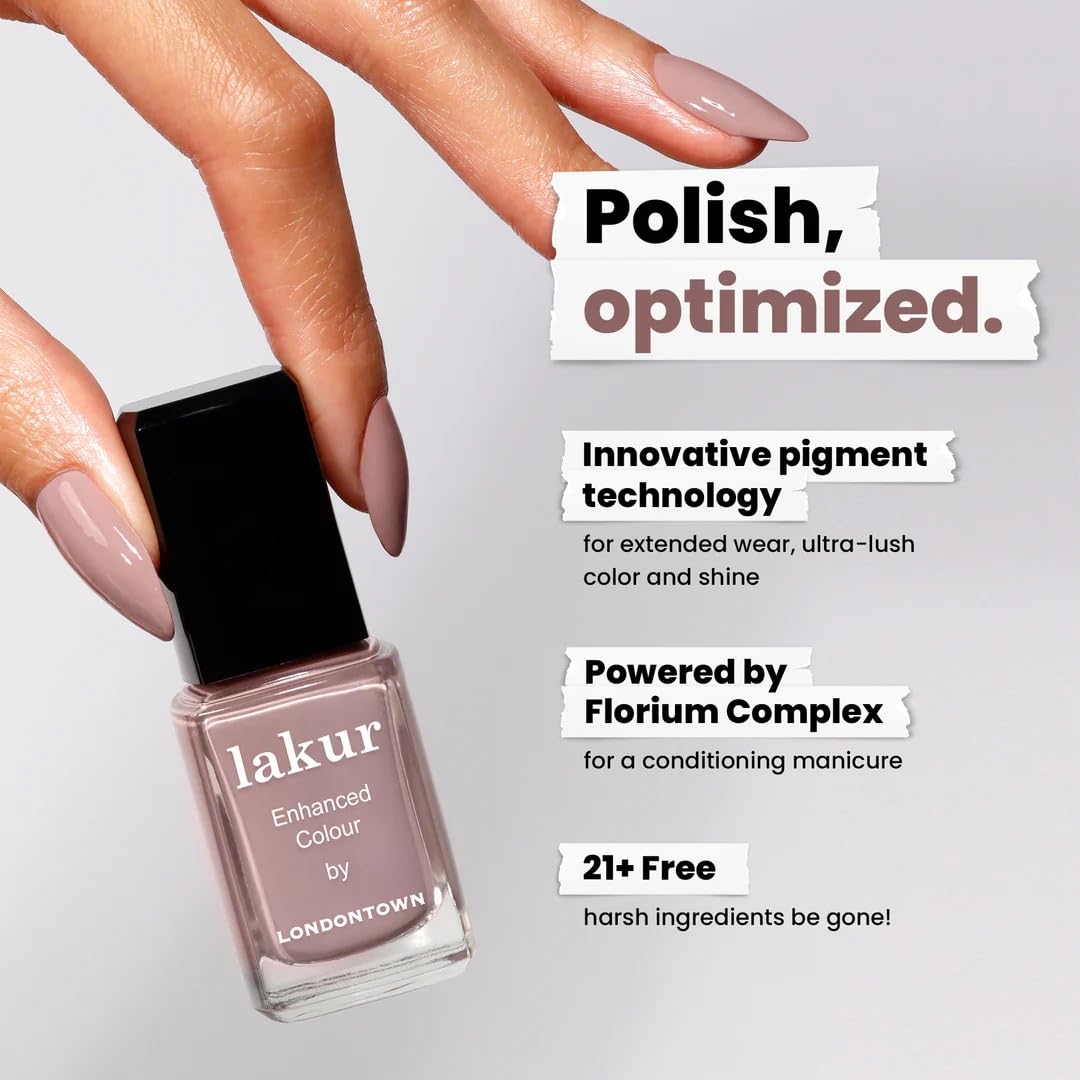 LONDONTOWN nail being painted at a desk showing quick, streak-free application