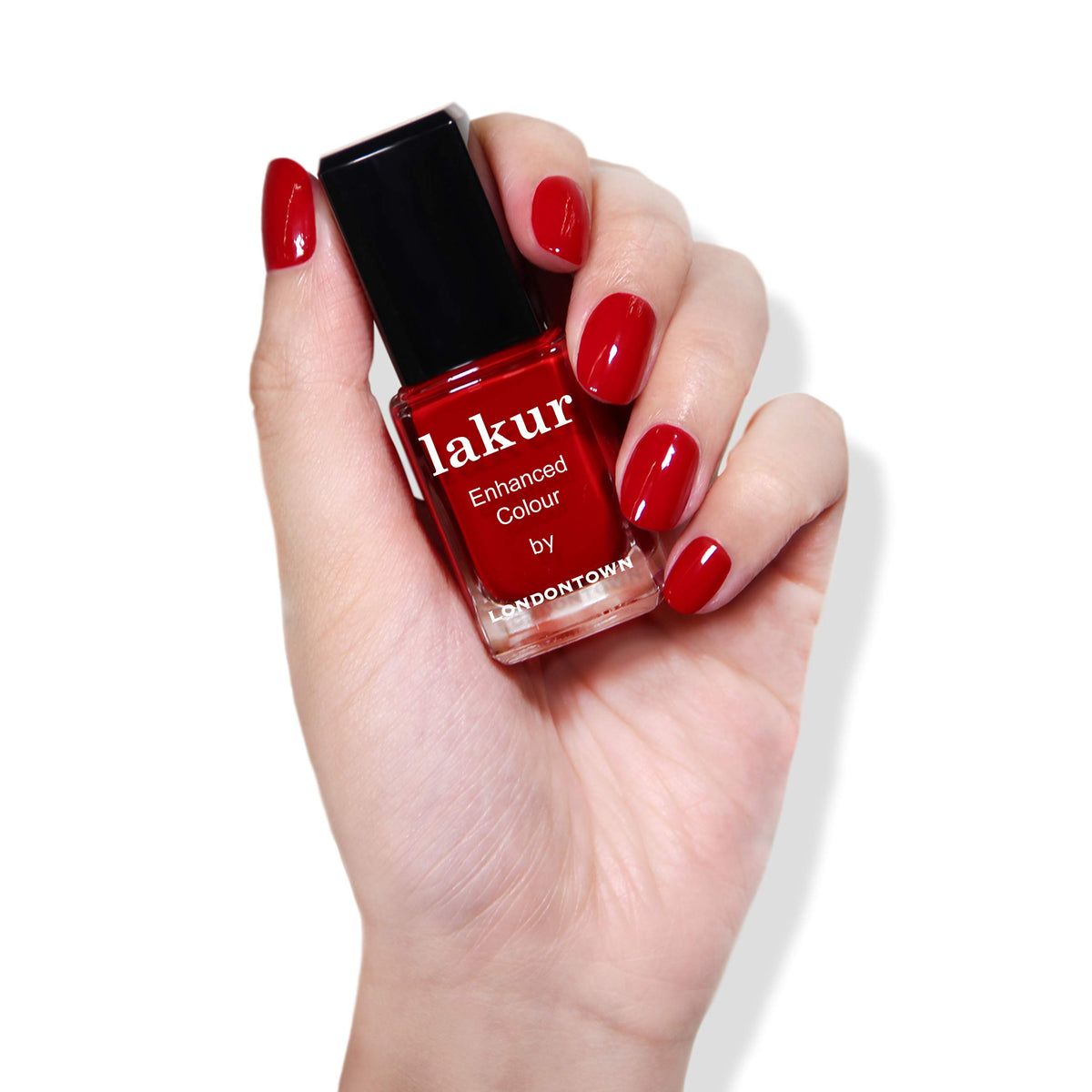 LONDONTOWN painted nails displayed on hand for salon-quality manicure and wear demonstration