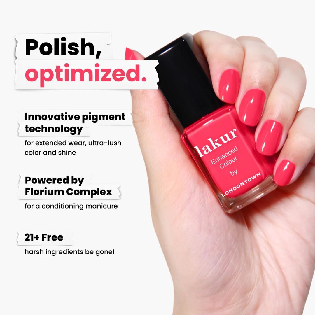 LONDONTOWN Lakur manicure on hand in lifestyle scene showing durable, salon-quality color