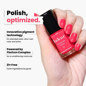 LONDONTOWN Lakur manicure on hand in lifestyle scene showing durable, salon-quality color