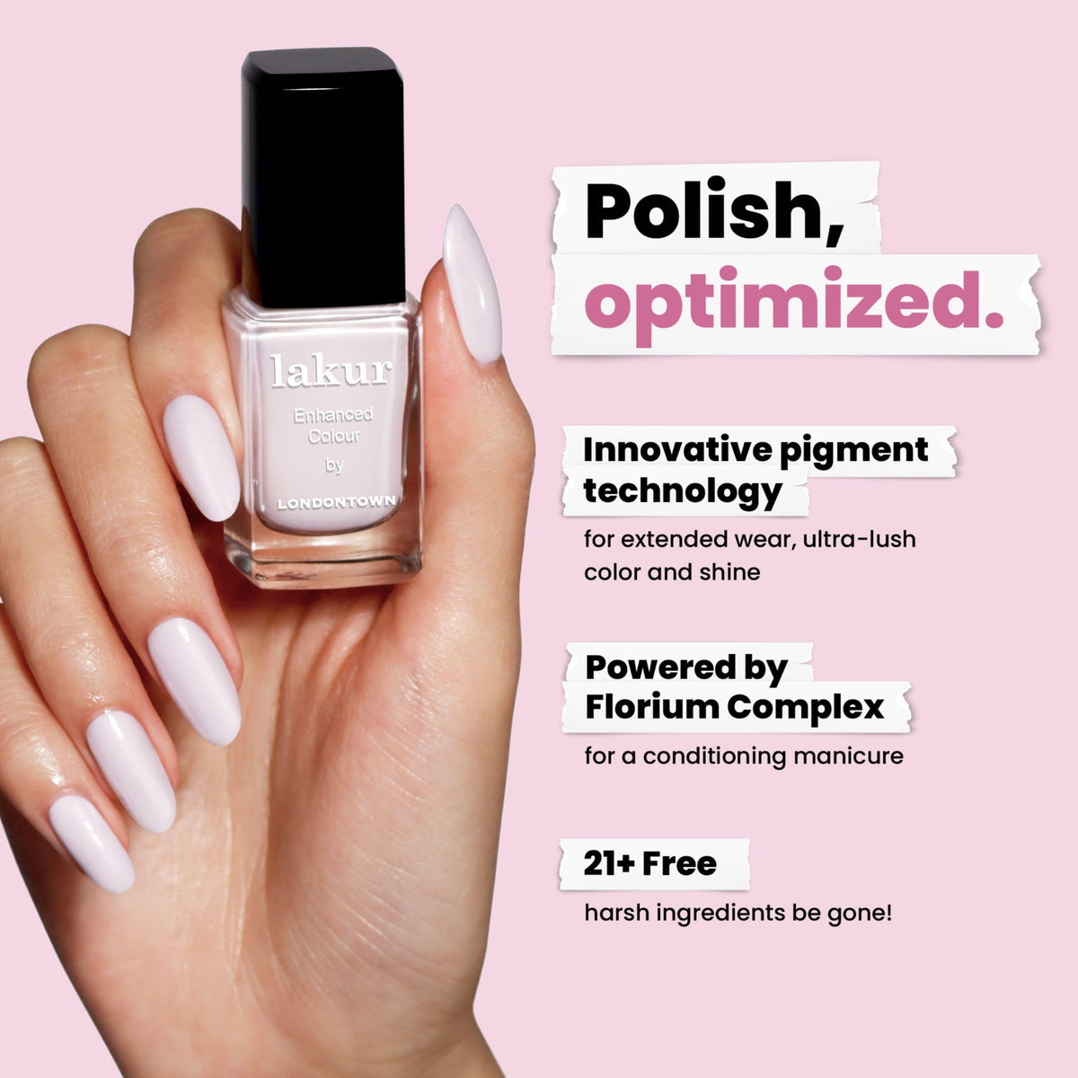 LONDONTOWN bottle next to top coat emphasizing glossy seal and longer wear