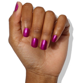 Nail-wheel swatches of pink and purple shades illustrating true color payoff