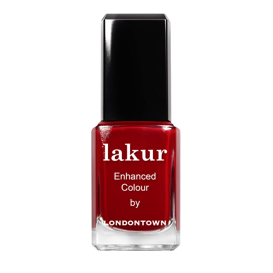 LONDONTOWN Lakur Vendetta front bottle showing rich red color and glossy finish