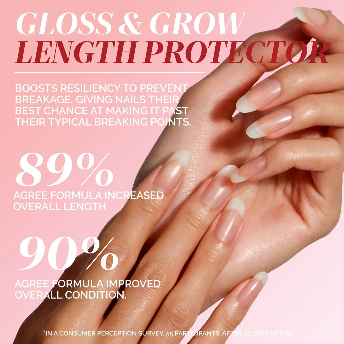 LONDONTOWN texture swatch on nail displaying sheer rosewater tint and shine
