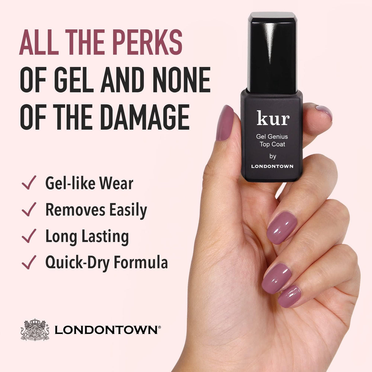 LONDONTOWN manicure on table setting illustrating effortless at-home salon results