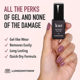 LONDONTOWN manicure on table setting illustrating effortless at-home salon results