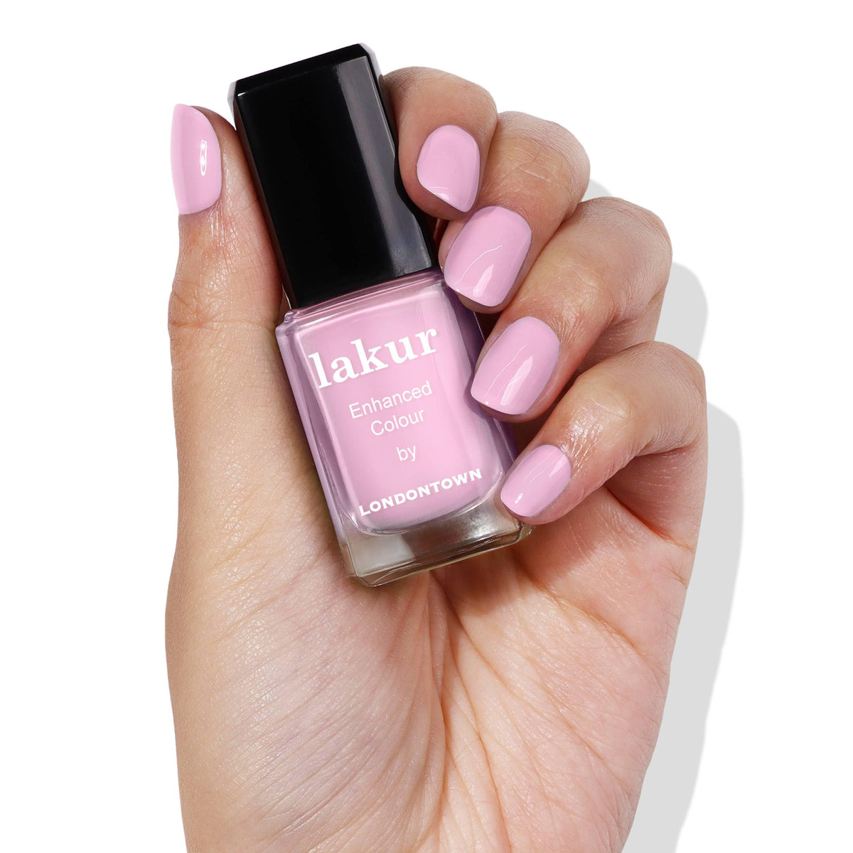 LONDONTOWN brush stroke of Pink Palm demonstrating smooth, streak-free application