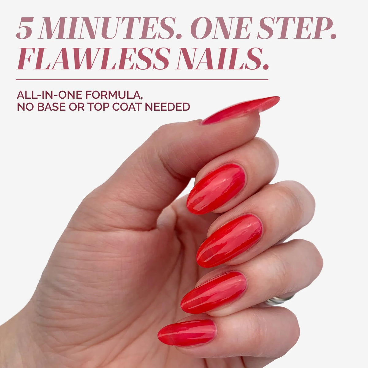 LONDONTOWN sheer poppy red swatch on nail tip for natural color