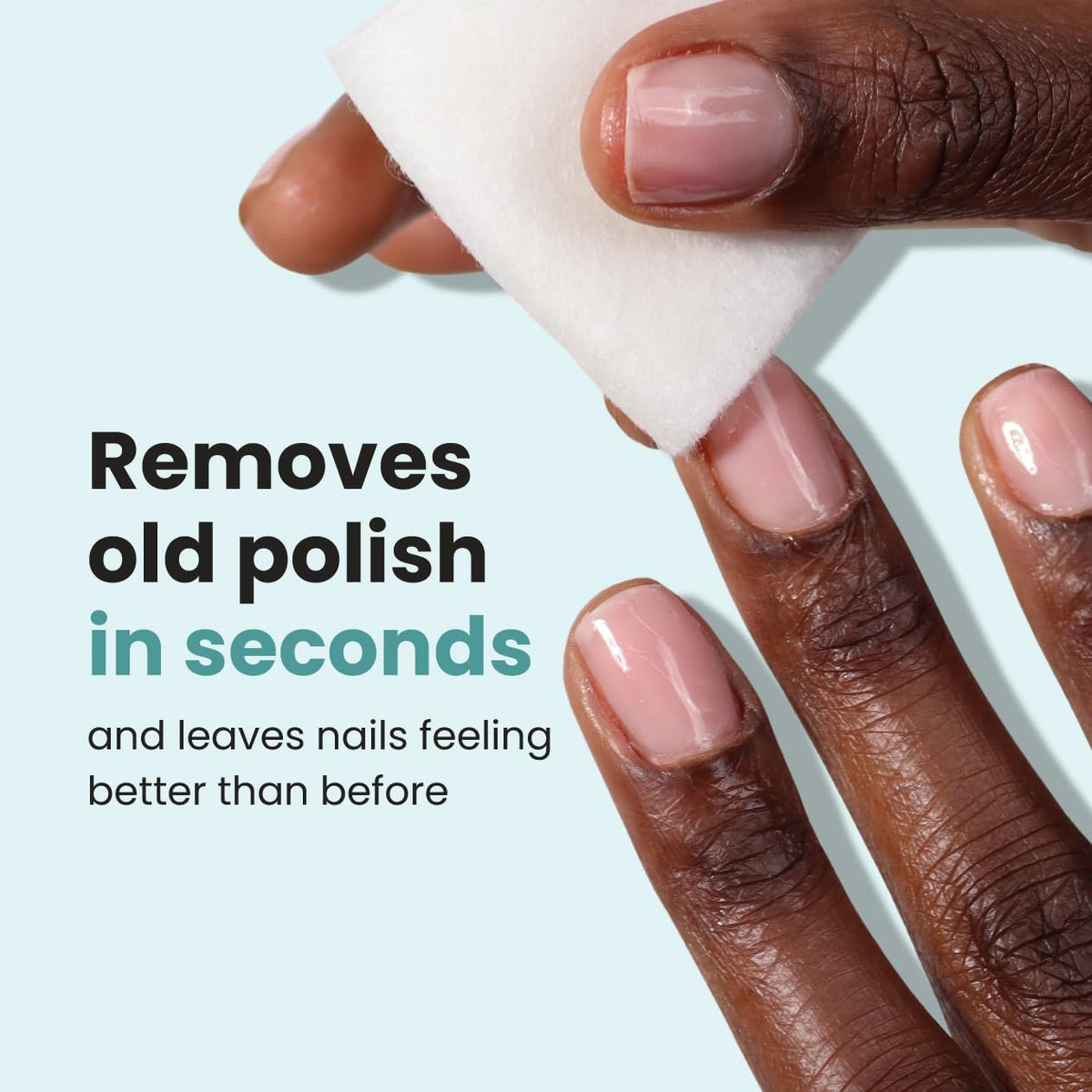 LONDONTOWN single pad closeup soaked with non‑acetone formula for quick lacquer removal