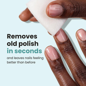 LONDONTOWN single pad closeup soaked with non‑acetone formula for quick lacquer removal