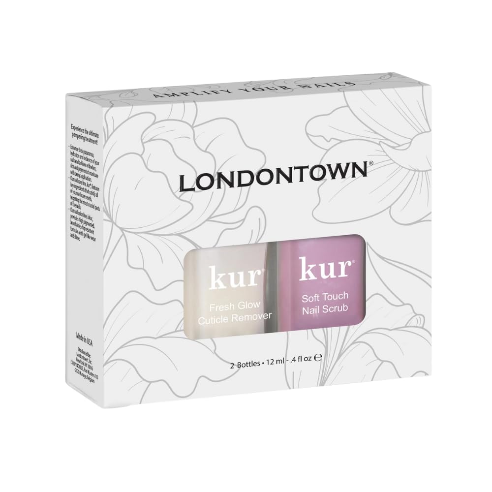 LONDONTOWN scrub in hand being applied to nails for gentle exfoliation and hydration