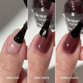 LONDONTOWN swatch on fingertips displaying buildable tint and subtle polish finish