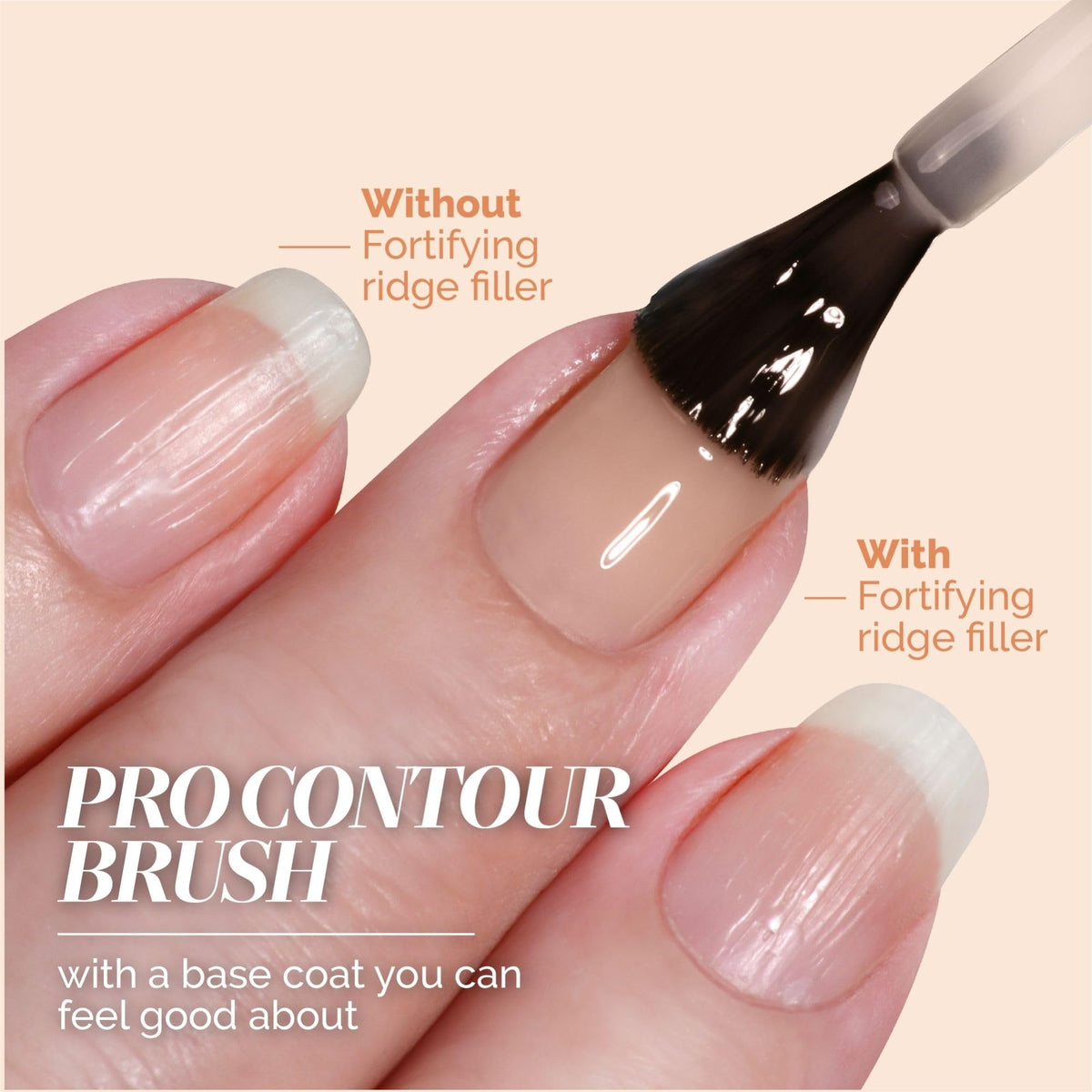 LONDONTOWN apricot-beige swatch on nails for subtle tint and uniform look