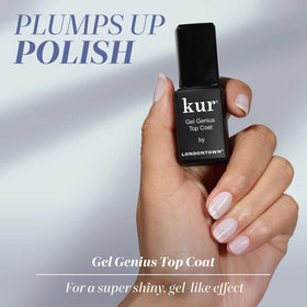LONDONTOWN top coat high-gloss swirl detail illustrating salon-level shine and protective finish