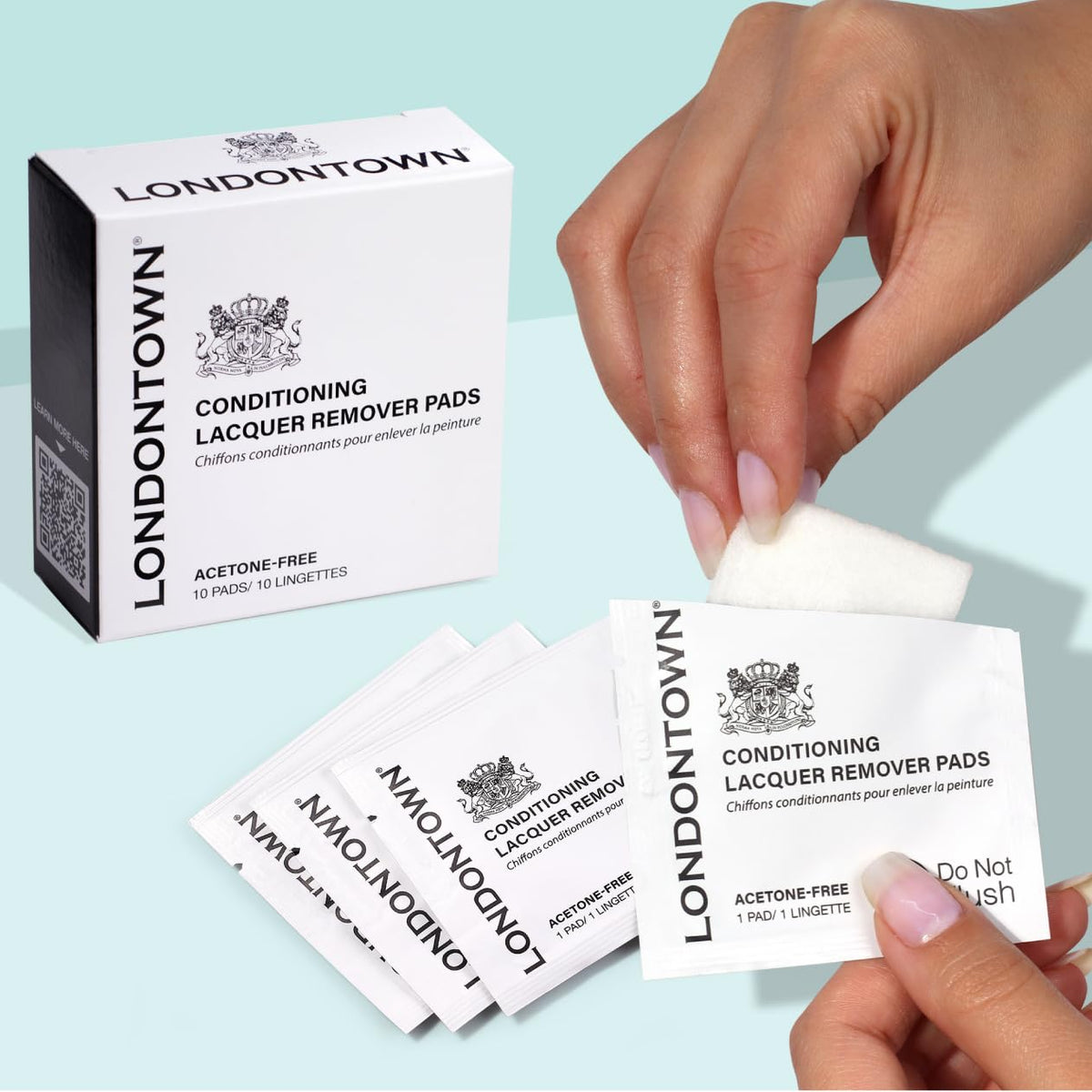 LONDONTOWN pads inside travel pouch illustrating convenient, sealed wipes for trips