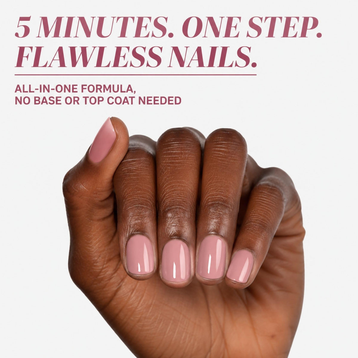 LONDONTOWN swatch on nail tip showing buildable violet mauve color benefit natural look