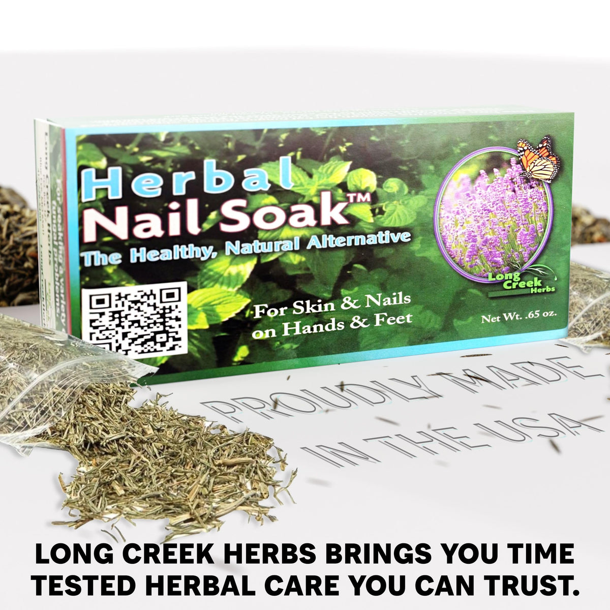 Long Creek Herbs powder texture in hand to show fine mix for even dissolving