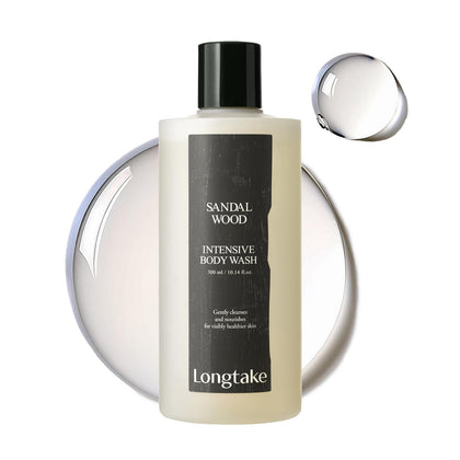LONGTAKE front packaging showing bottle and sandalwood label for clear product ID