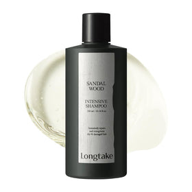 LONGTAKE front packaging showing bottle and calming sandalwood scent benefit