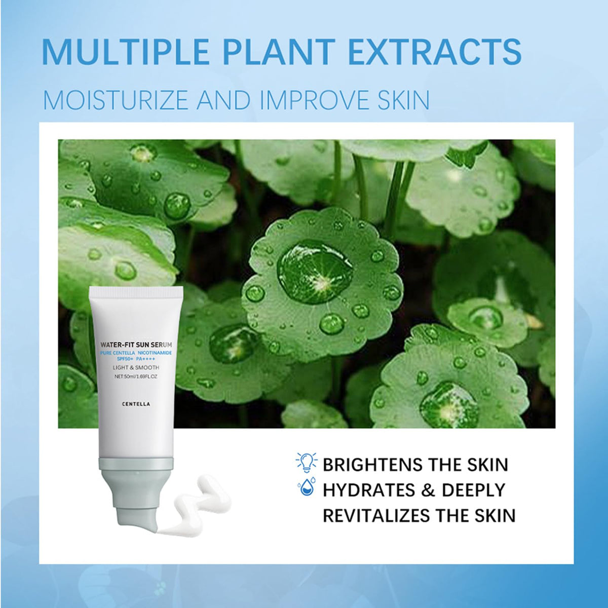 Loobexery product beside centella leaves emphasizing soothing botanical benefits