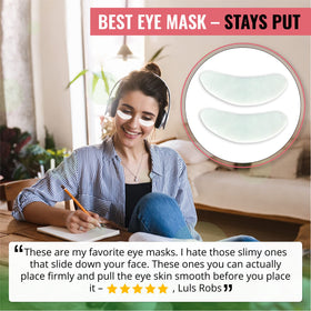 LOOKATME patch applied under eye demonstrating non-slip fit and lift