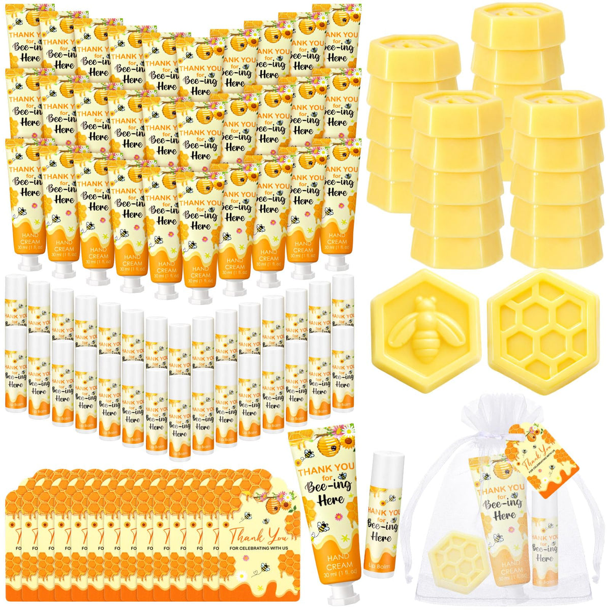 Loopeer front packaging showing bee-themed favors and thanks card for elegant presentation