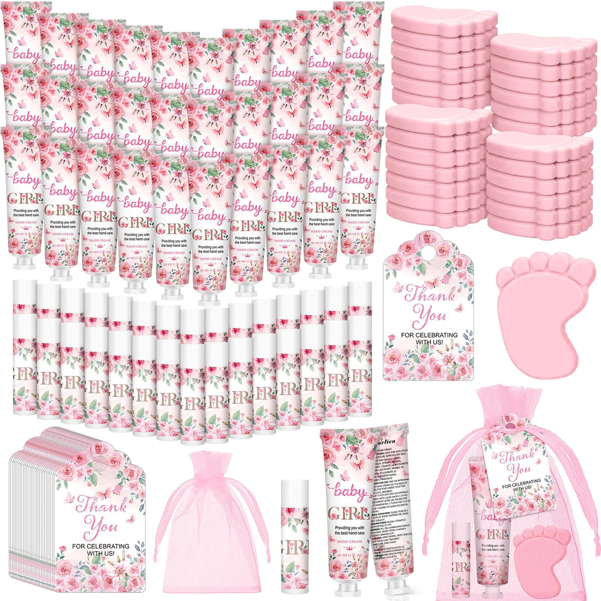 Loopeer front packaging showing full pink-flowers favor set and quantity; great presentation