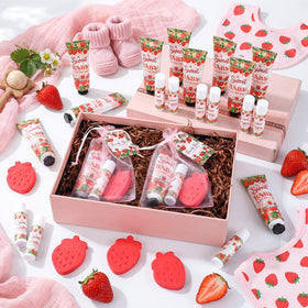 Loopeer lip balm beside strawberry-shaped soap showing texture and portability