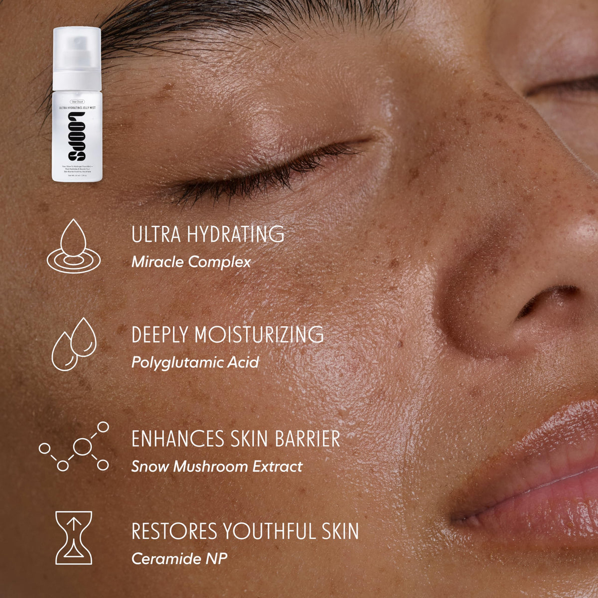 LOOPS Dew Cloud jelly texture closeup demonstrating hydrogel consistency and hydration power