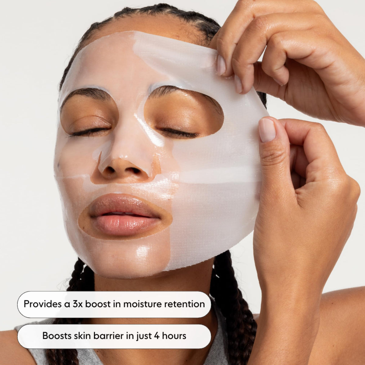 LOOPS two-piece mask laid flat demonstrating customizable fit