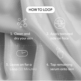 LOOPS serum texture on palm illustrating nourishing oils and lightweight finish for overnight hydration