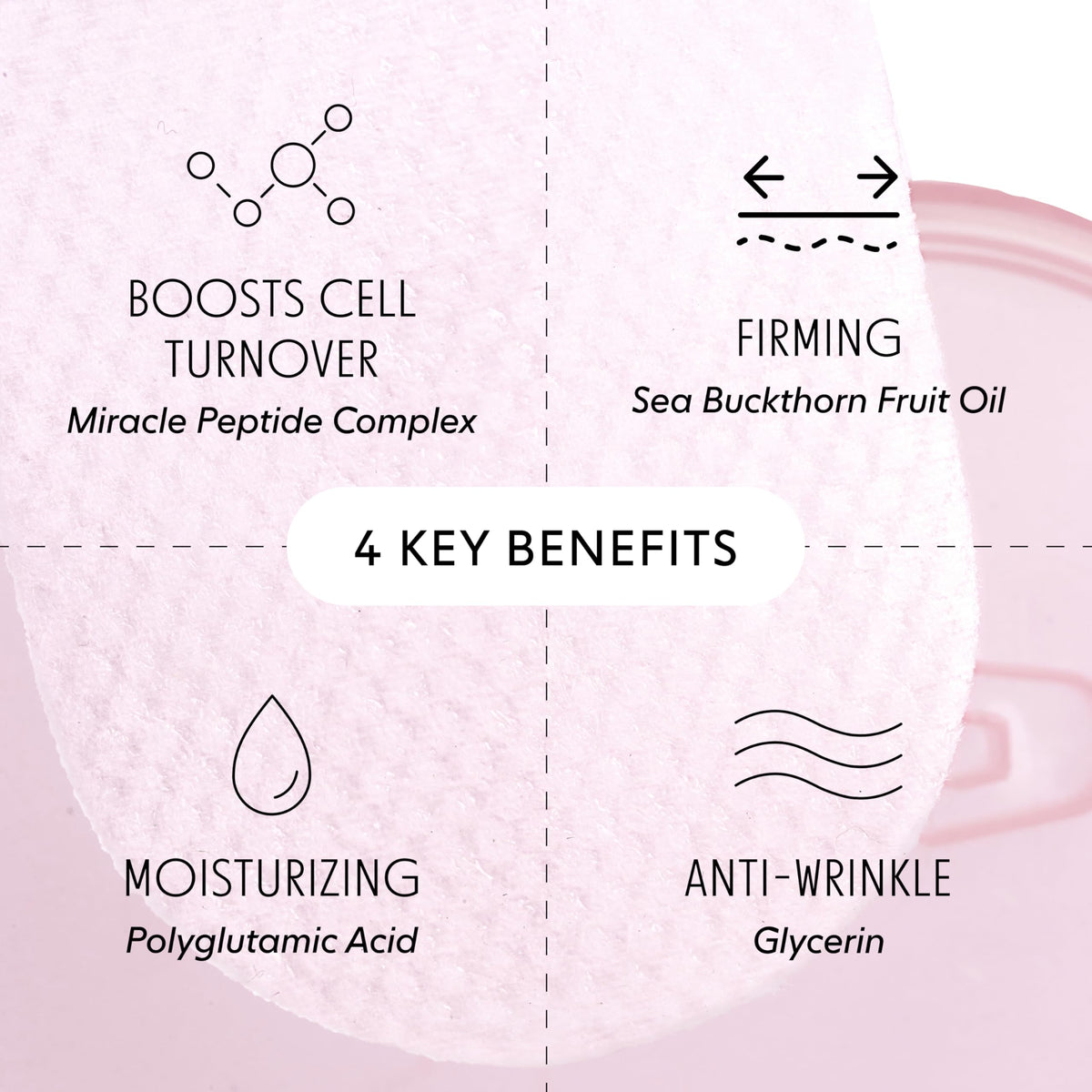 LOOPS embossed Veocell pad close-up highlighting texture for better serum absorption